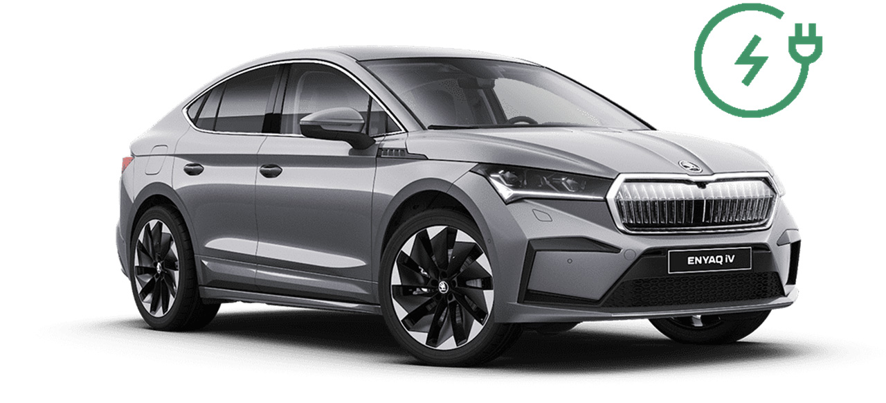 Skoda Enyaq Coupé Grijs Schuinvoorkant Modelfoto