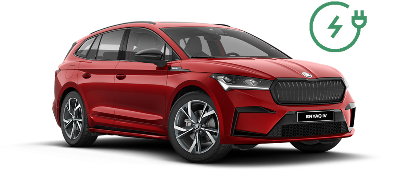 Skoda Enyaq Rood Schuinvoorkant Modelfoto