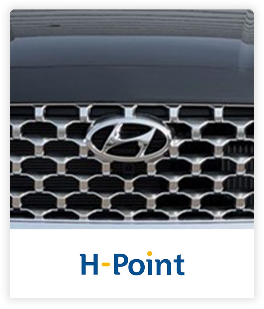 Zwarte Hyundai grille met H-point logo er onder