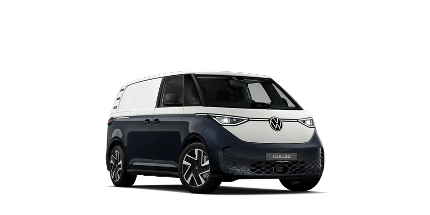 Volkswagen Bedrijfswagens ID. Buzz Cargo Wit Met Donkerblauw Schuinvoorkant Modelfoto